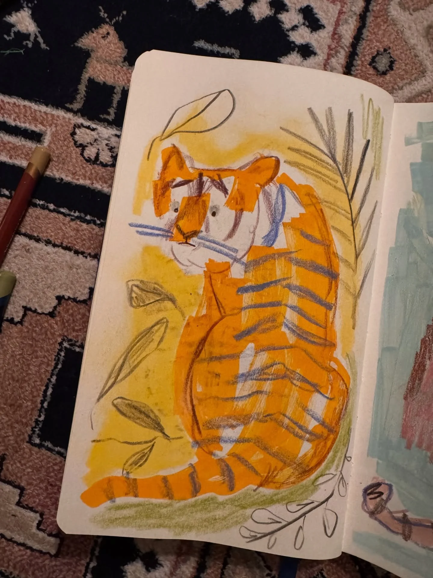 sketchbook 🖍️

#editorialillustration #midcenturyillustration
#tiger 
#mixedmedia 
#sketchbook
#pastels 
#designinspiration
#sketchbookchallenge 
#spotillustration
#catsofinstagram 
#texture 
#packagingdesign
#graphicgang
#womenwhoillustrate 
#drawn