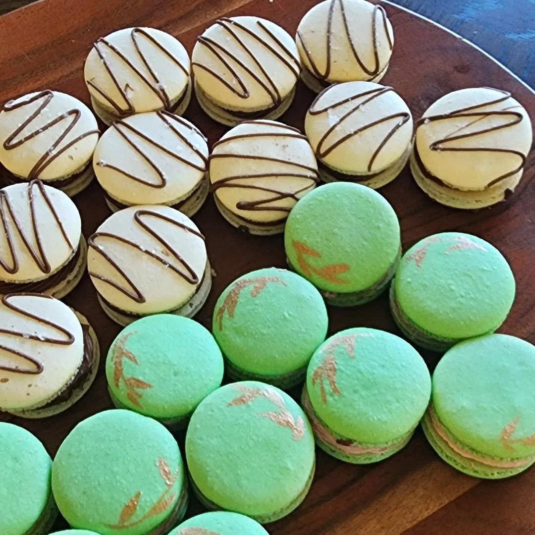 Macarons&hellip;. When given an option, take both.  Pretty, handpainted but also oh so delicious! 
.
Salted caramel macarons with a chocolate drizzle and a dash of salt on the shell (the insides have ganache dams with salted caramel wells.  Yummmy. 
