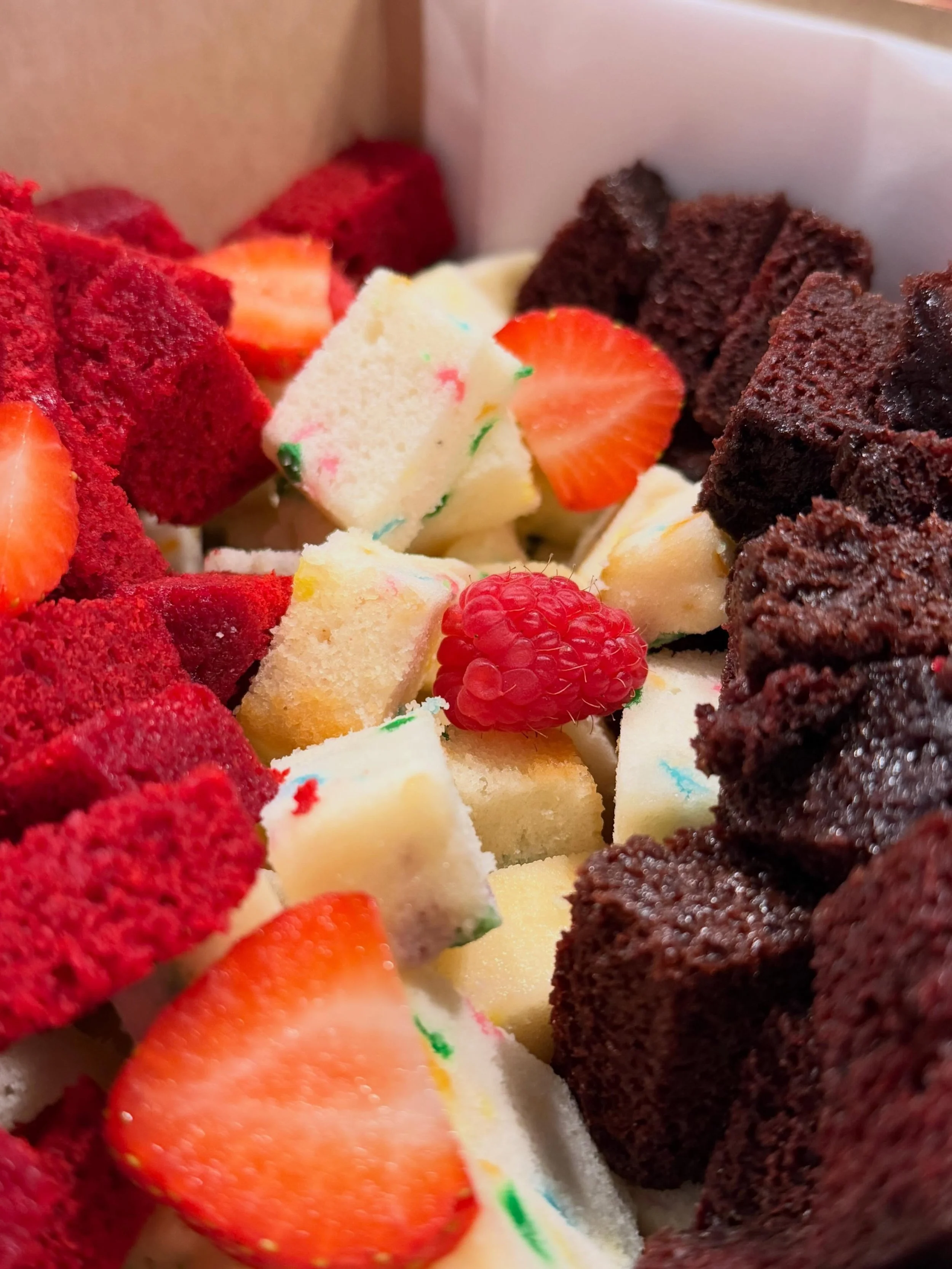 A little box of happiness. 
.
.
Welcome to my deconstructed tasting box.  You get to mix and match three cakes &amp; three fillings.  I supply two different buttercream frostings and you get to try all the combos to your heart&rsquo;s content. 
.
I l