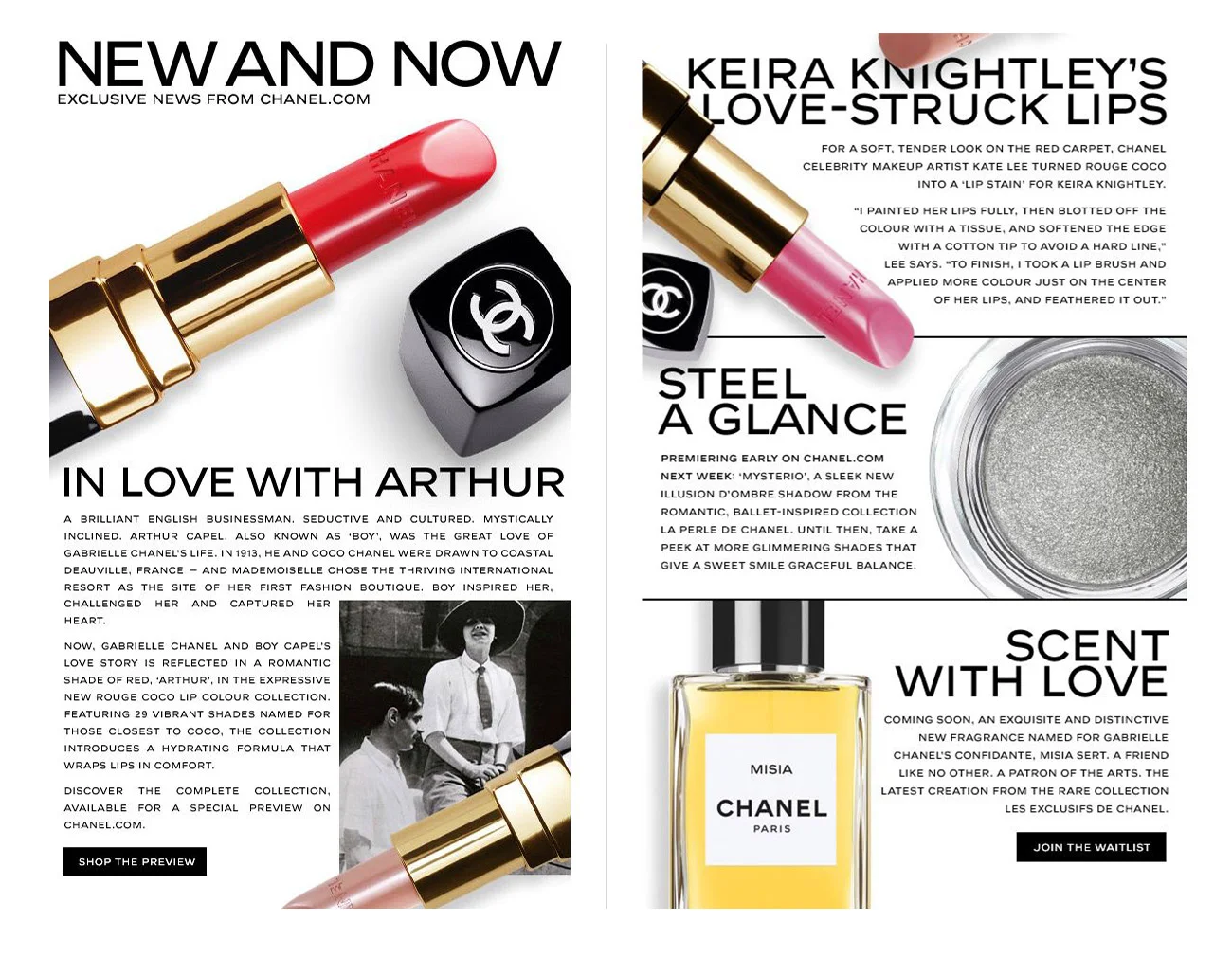  Can brand heritage stories and e-commerce ever gracefully combine? According to the results of Chanel’s New and Now digital digests, the answer is “yes.” Through a highly profitable email series that earned global appeal, I wrote and edited modern t