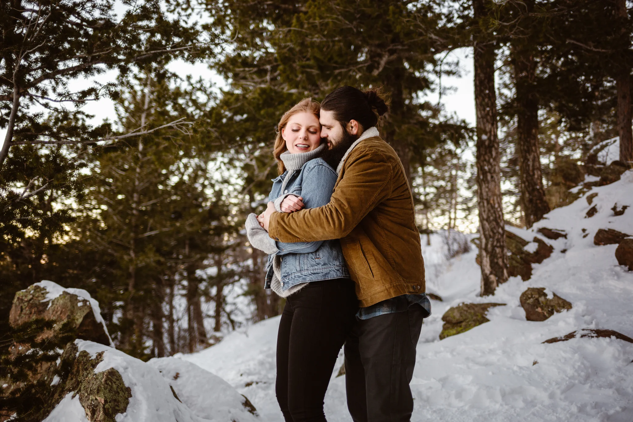 snowy engagement photos
