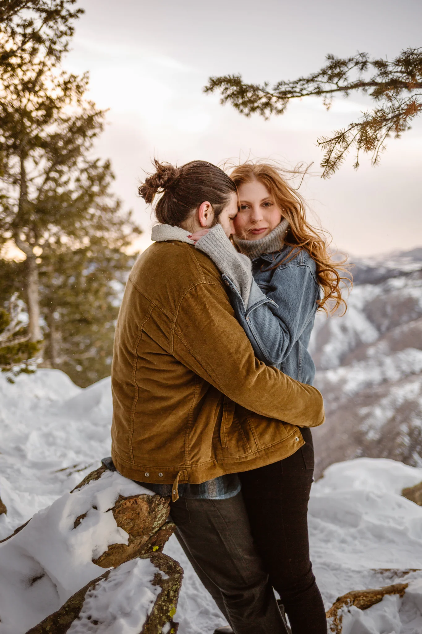 snowy engagement photos