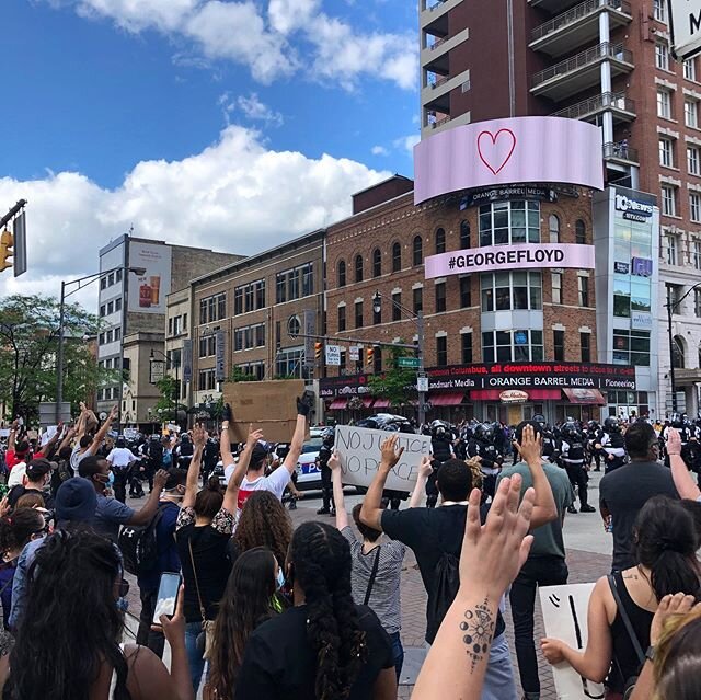 Today on our streets. These streets belong to the people of Columbus, and peaceful protesters are getting tear gassed, shot with wooden bullets, and intimidated by law enforcement in order to prevent people from exercising their rights.  WE DO NOT AP