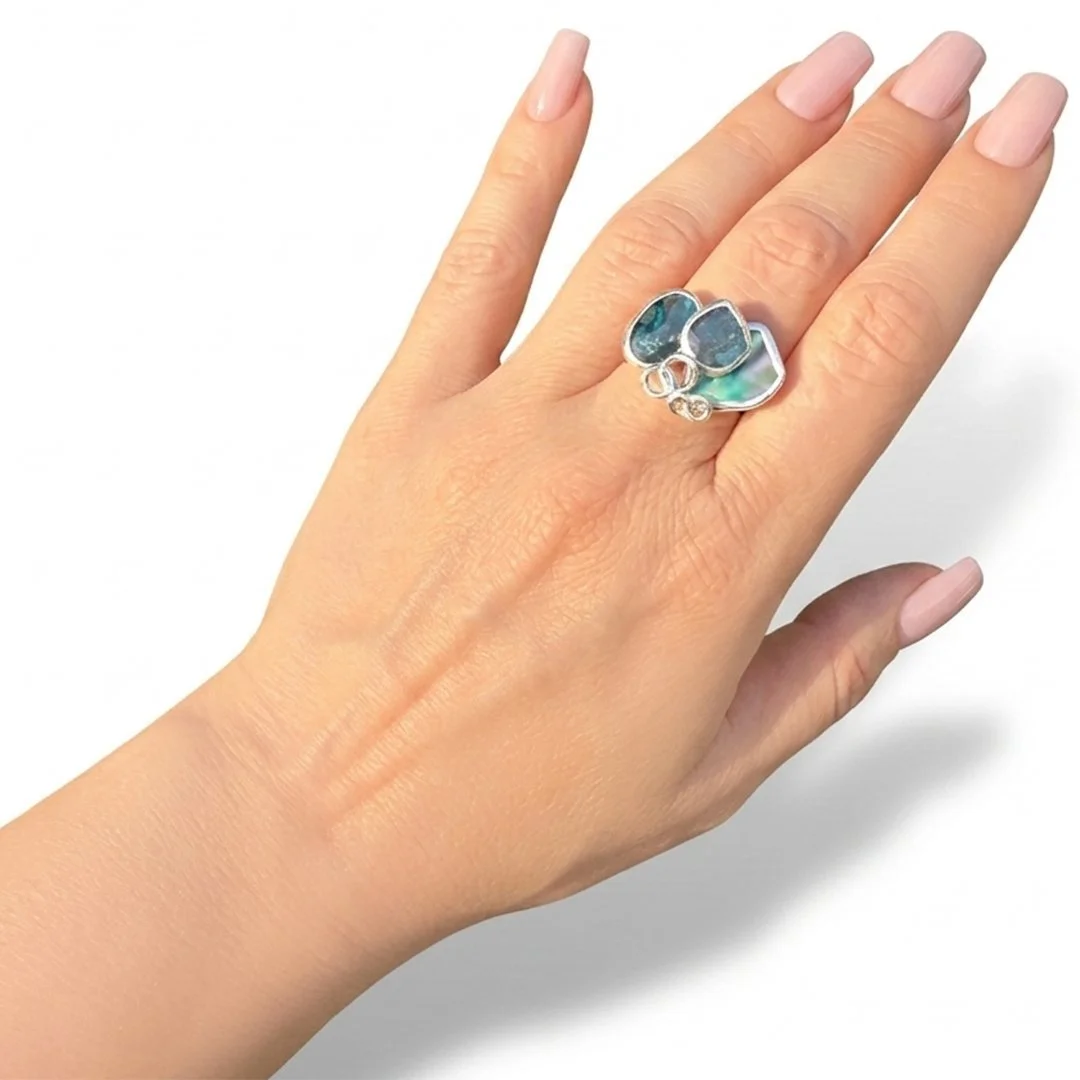 luster-ring-sterling-silver-kyanite-labradorite-abalone-on-model.jpg