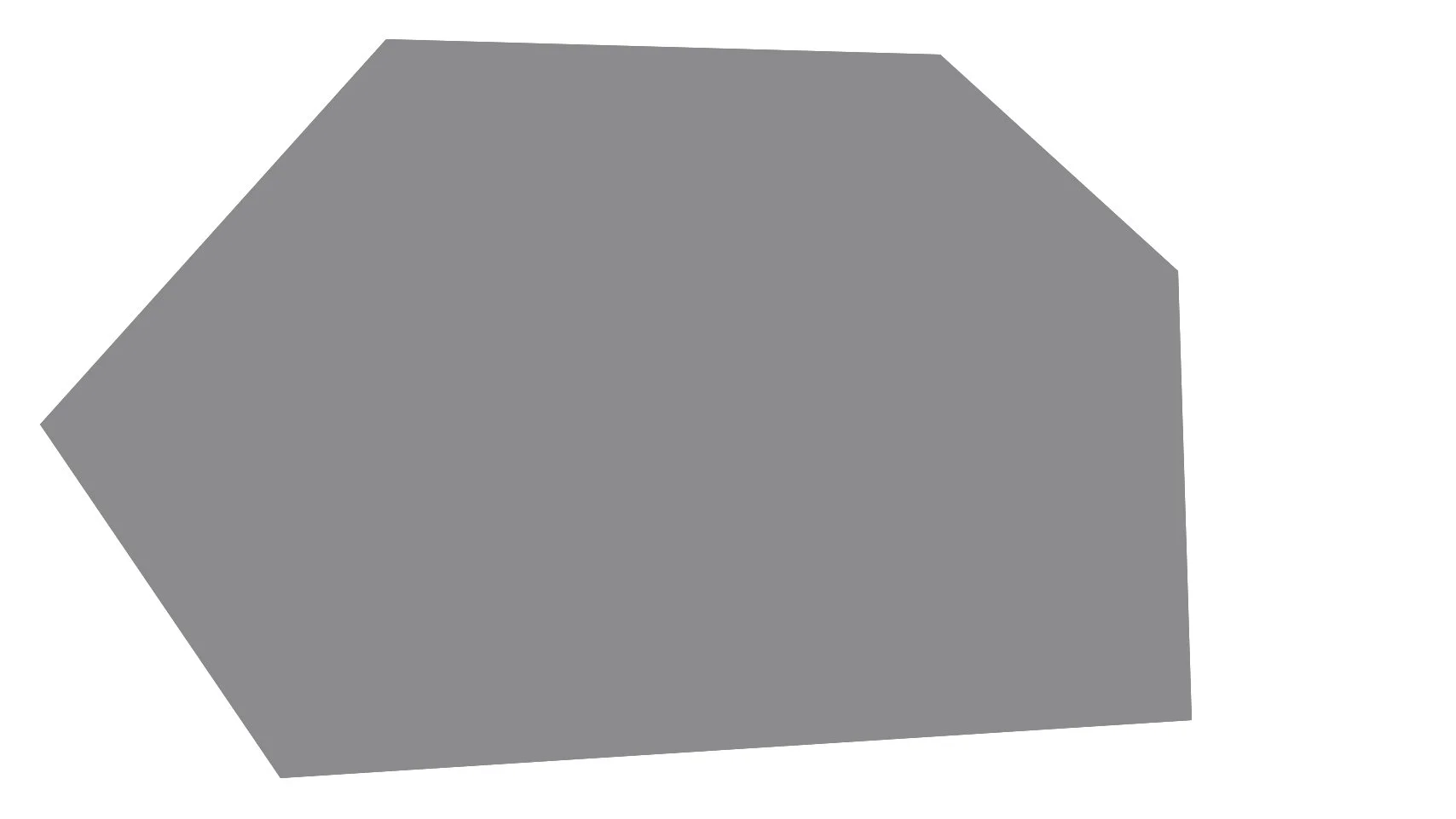 A large gray three-dimensional pentagon-shaped object with beveled edges.