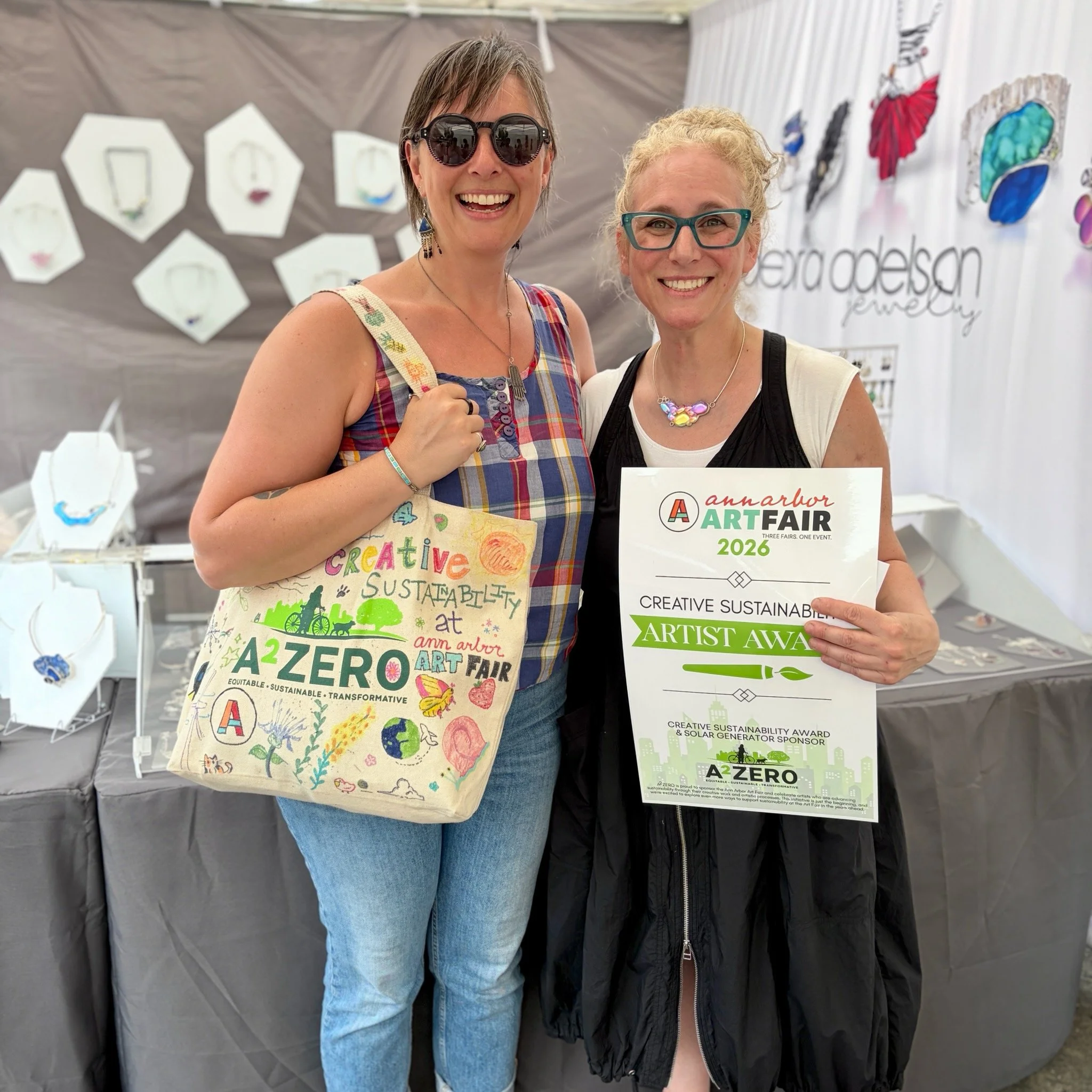 Debra Adelson wins the Creative Sustainability Award at the Ann Arbor Art Fair.