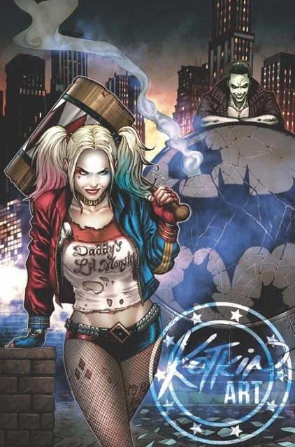 HARLEY & JOKER (BATSIGNAL) - ART PRINT