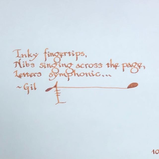 Inky fingers
.
Inky fingertips,
Nibs singing across the page,
Letters symphonic...
.
Ink stained fingers
Clutching ancient pens
The slight song
Of tines drifting
Words blossom
Upon cotton
Pressed pages
A ritual
Unchanged
For years
Turning thought
Int