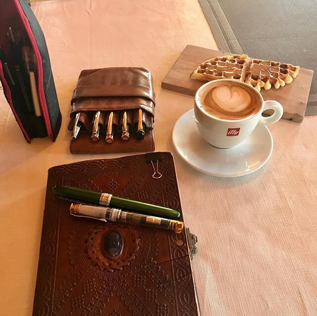 Notebook and latte,
Fountain pens and blank paper,
Attracting ideas..