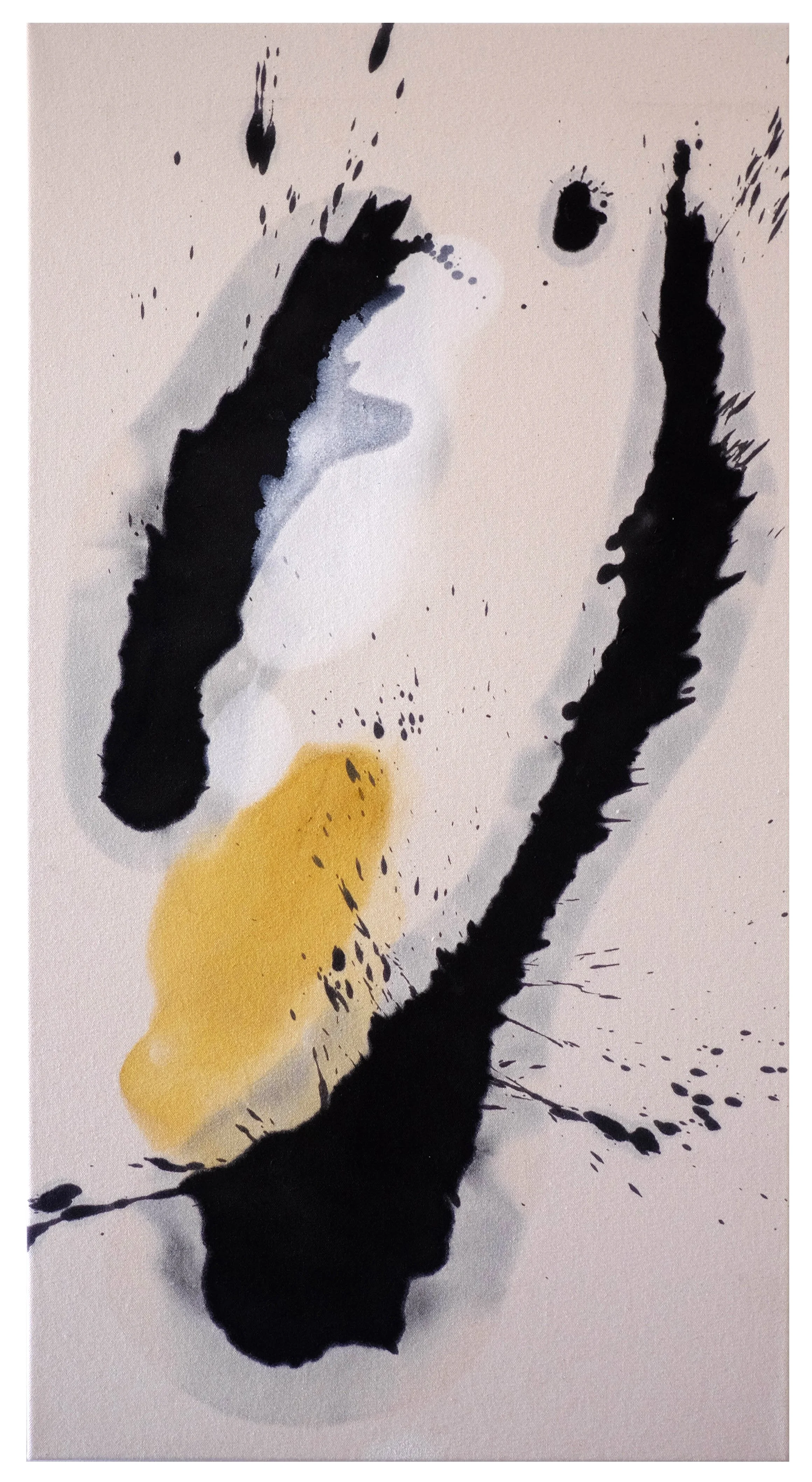 Oil on raw canvas,  18” x 38”, 2022 