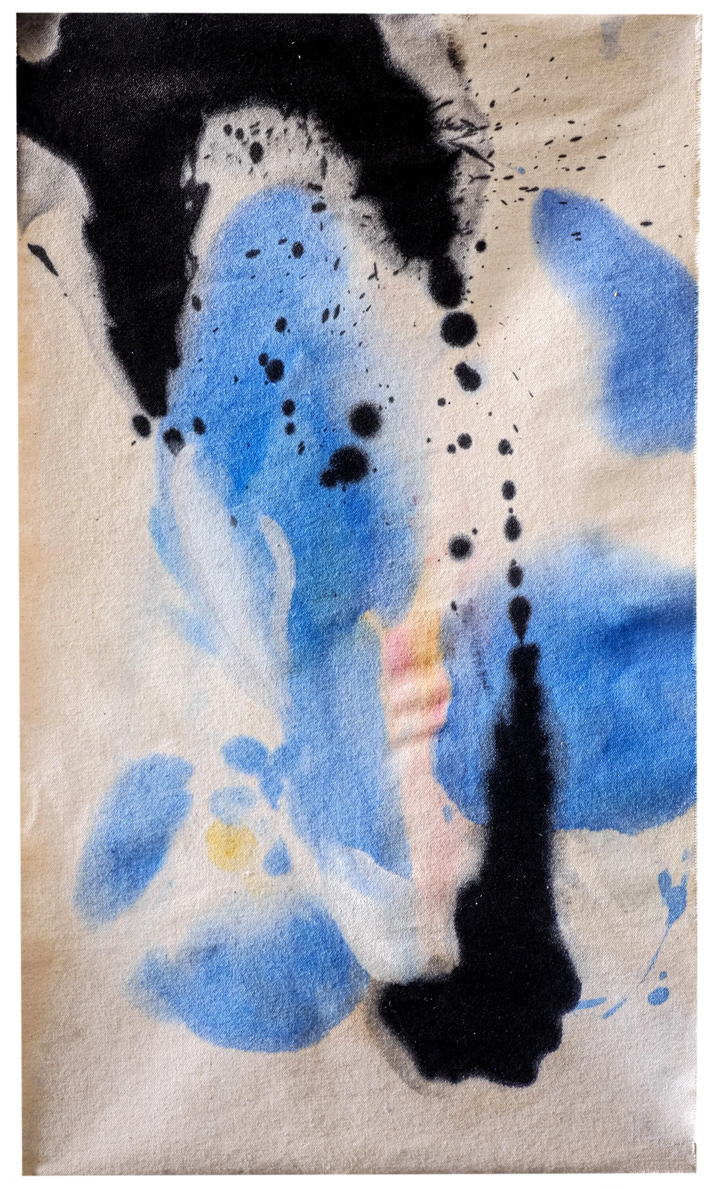  Oil on raw canvas,  18” x 32”, 2022 