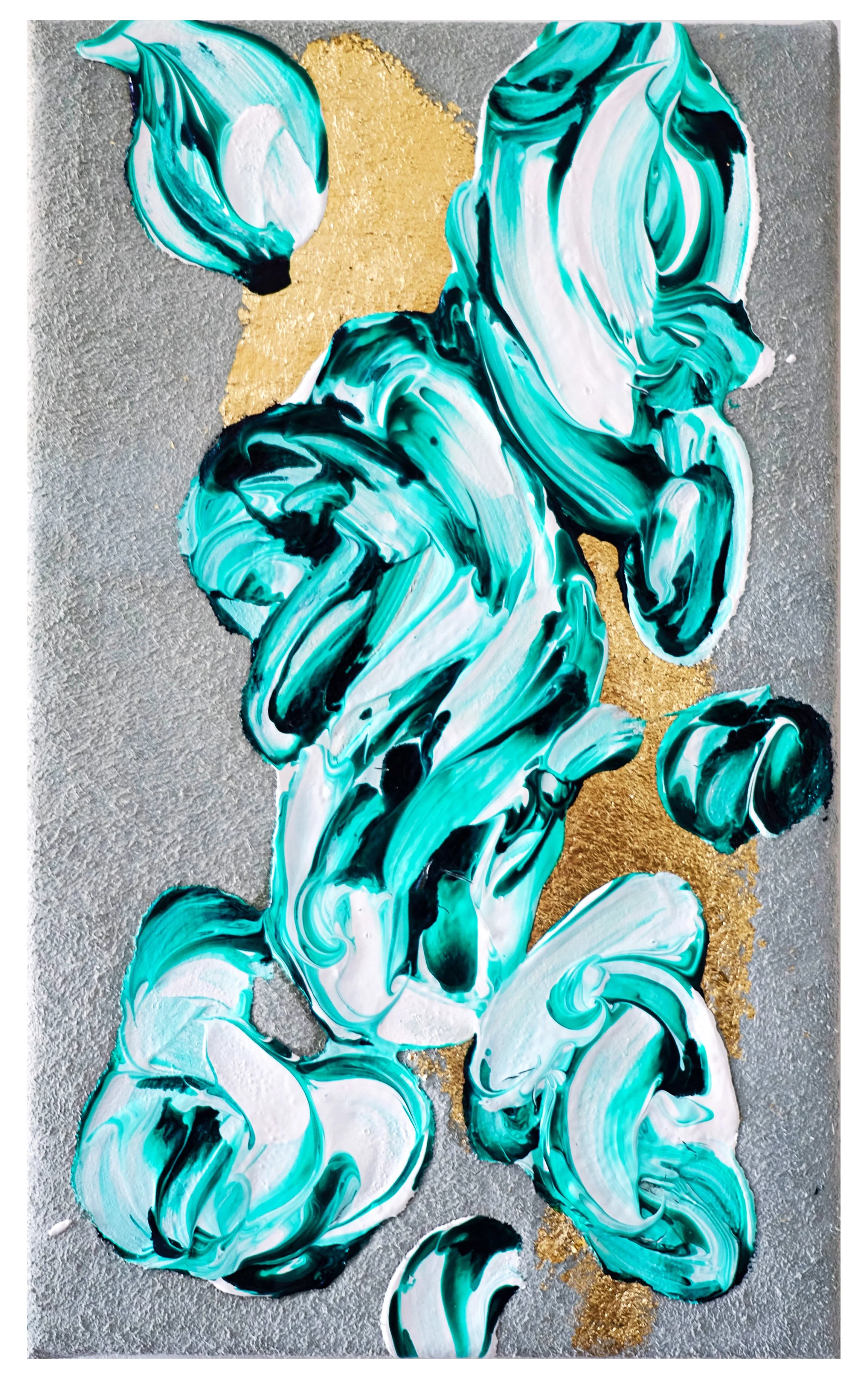  Mixed media on leather, 9” x 20”, 2023 