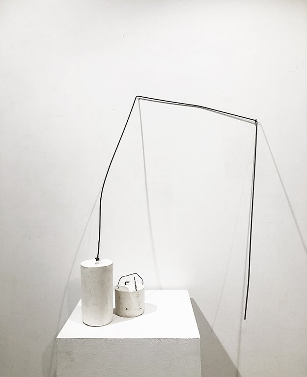 Always Leave an Opening, 2021, plaster of paris, metal wire, glass, 44 x 26 x 12 inches