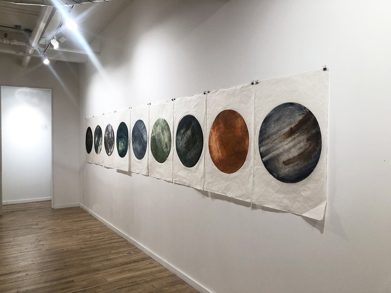 Planets, 2021-22, monotype print, 25 × 37 inches (each)