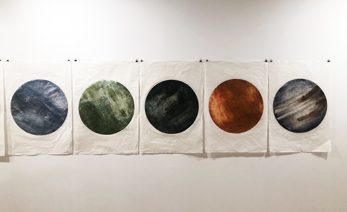 Planets, 2021-22, monotype print, 25 × 37 inches (each)