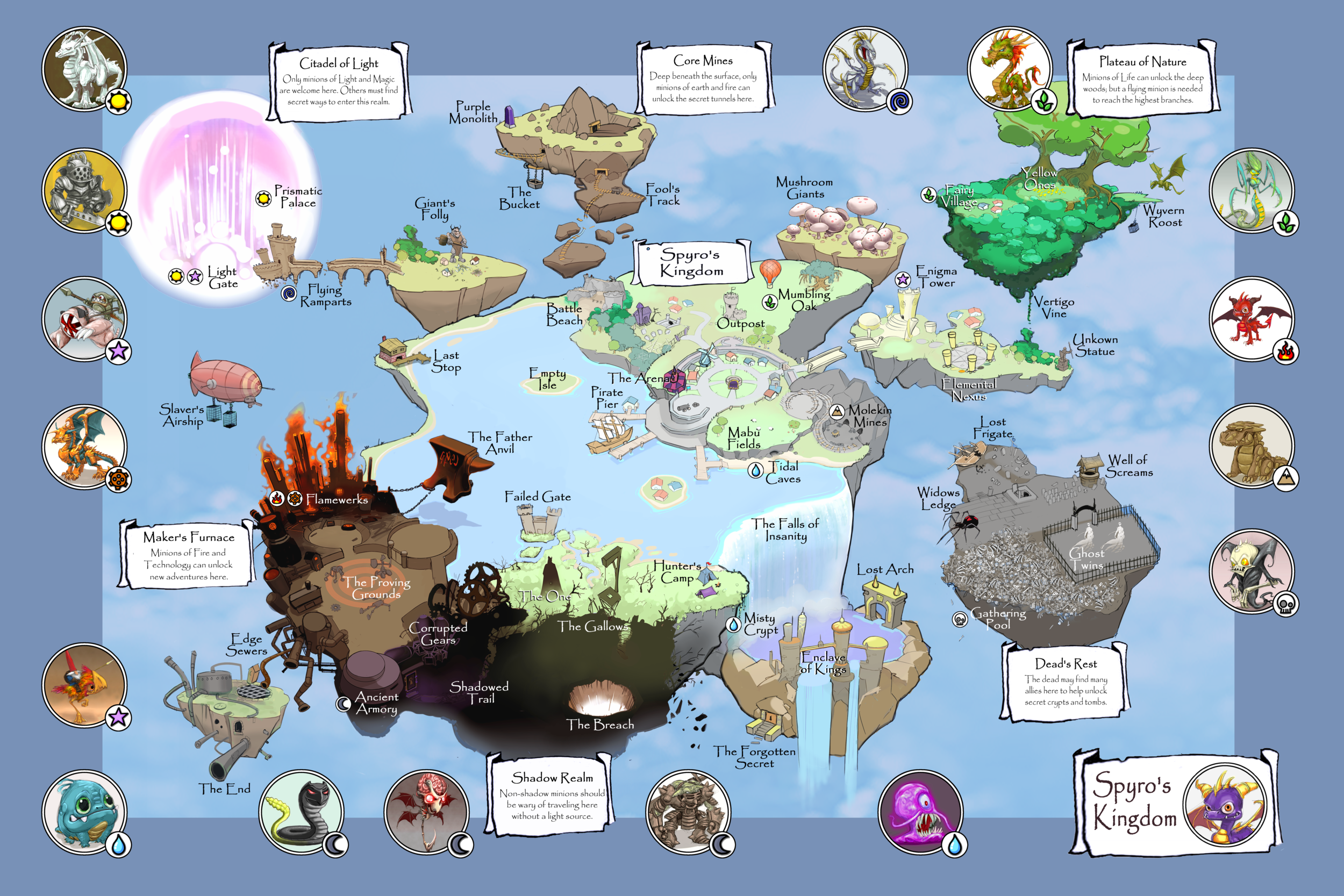 Earliest World Map used for the initial Skylanders Pitch. &nbsp; We did not achieve this open world concept till Imaginators 