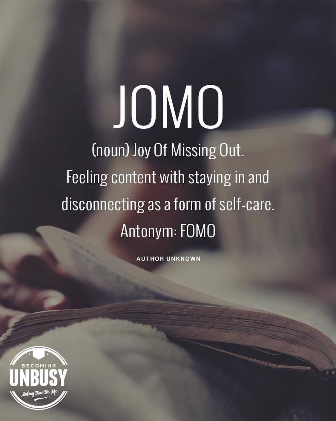 Drop a 🔥 if you have JOMO 

Original post by @becomingunbusy 

#jomo #jomovsfomo #joy #areyoureallymissingout #balance #takeabreak #findingjoy #slowdown #busyness #anxiety