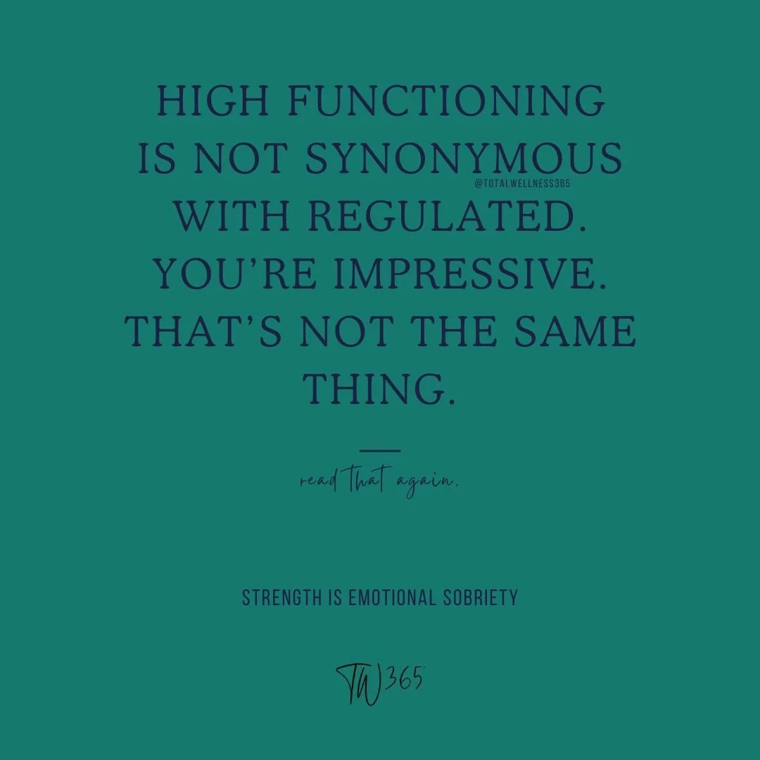 Strength is emotional sobriety, not high functioning.
Being impressive is great and all. But why not be regulated and safe in your nervous system instead. 

#sarahisms #4pillarsofwellness