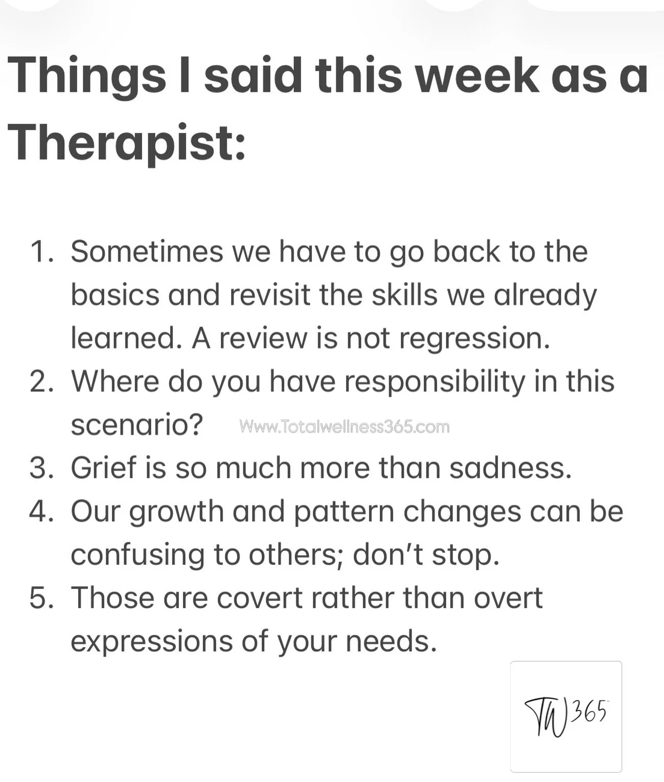 Not every word is memorable or an aha; sometimes it&rsquo;s simply a statement or a slightly challenging reflection. 
#whatatherapistsays

*these are not specifically from this week &amp; some language has been generalized.
