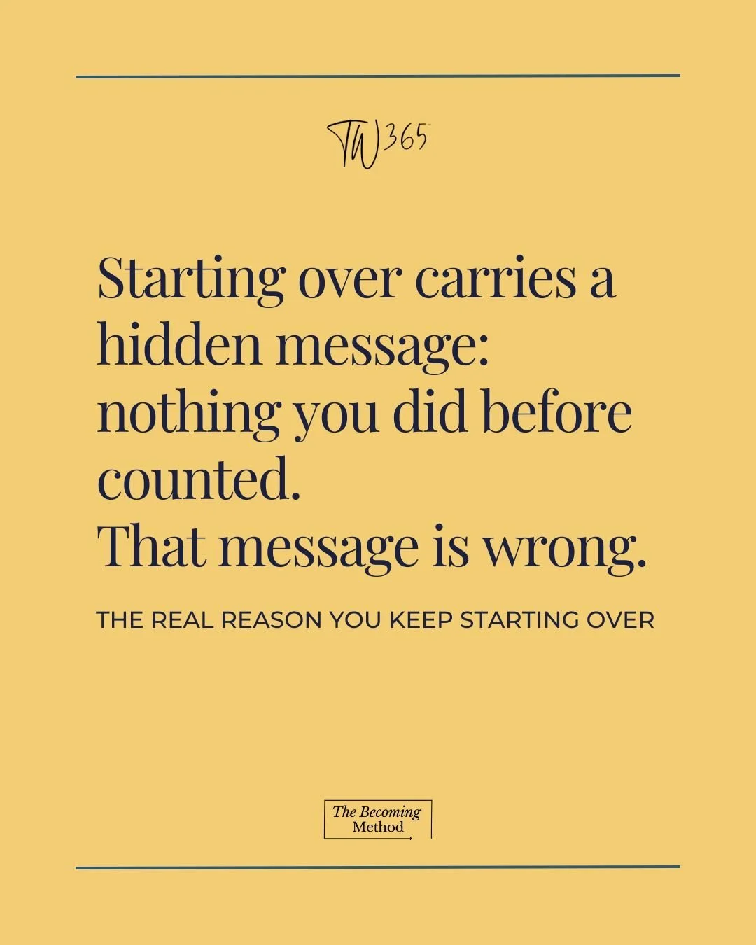 Check out the April blog to learn about the "Real reason you keep starting over."

#threesixtyfiveblog