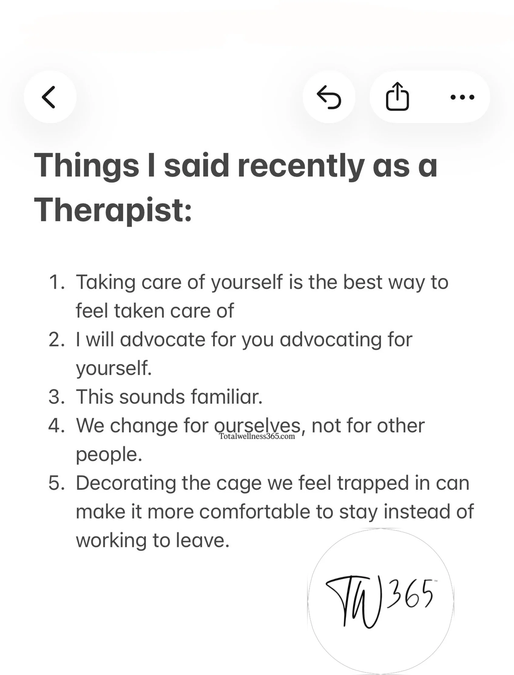 Not every word or session has to be memorable or feel like progress. It&rsquo;s the accumulation effect. Sometimes a simple statement, a #sarahism , or a slightly challenging reflection is enough. 

#thingsisayasatherapist

*these are not specificall