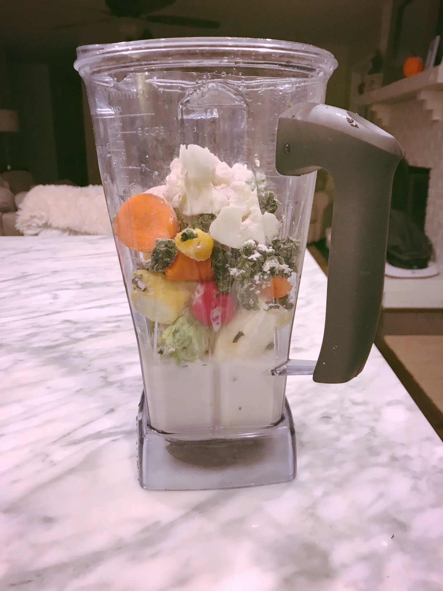 You won't find this on the menu at Planet Smoothie: Radish, Brussels Sprouts, Carrot, Kale, Spinach, Tomato, Squash & Cauliflower.