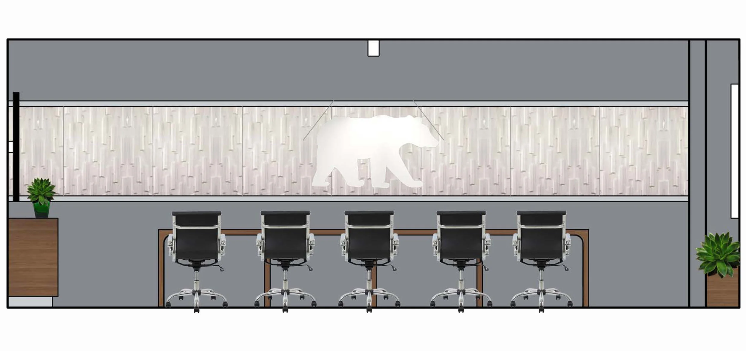   CORPORATE OFFICE, Technology   Conference Room  Location: Irvine, CA Notes: Design concept for new office space. 