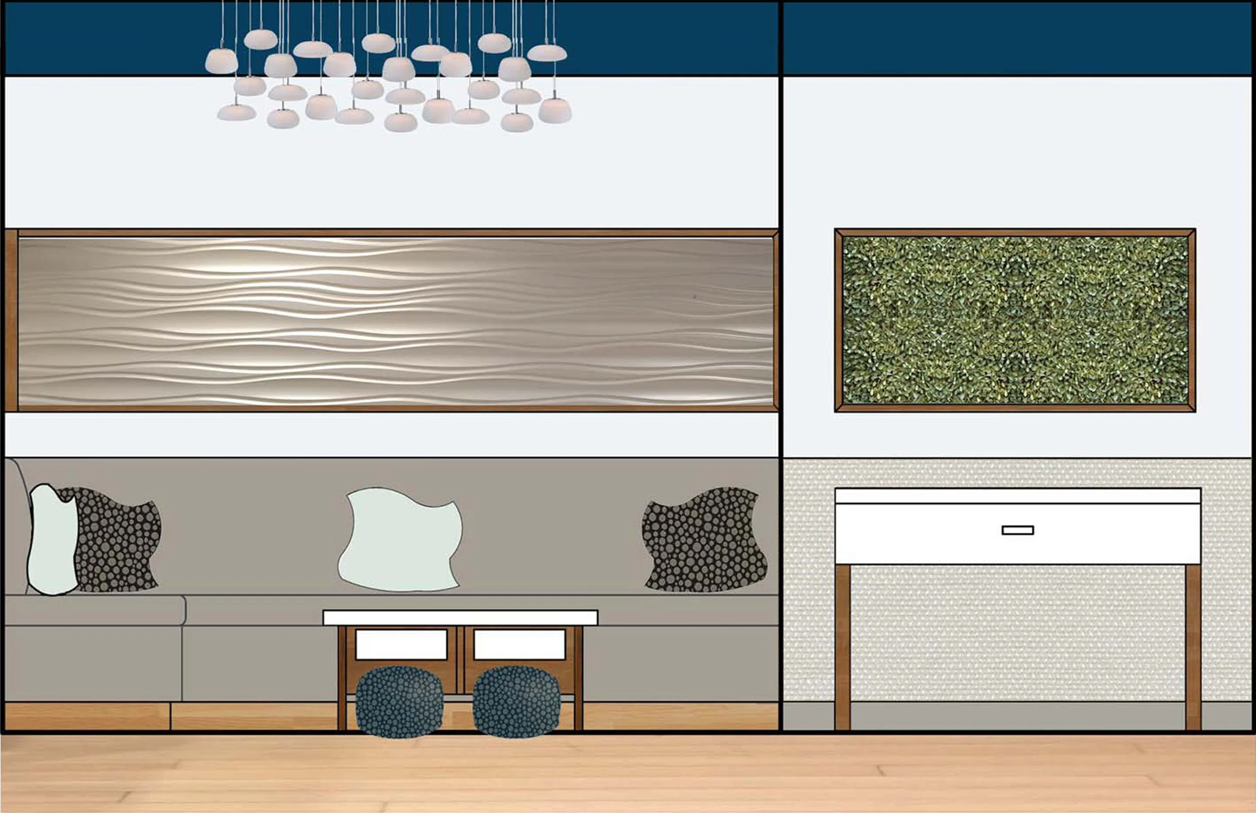   DENTAL OFFICE   Lobby  Location: Irvine, CA Notes: Client, who recently purchased his father's dental practice, requested a redesign to align with new branding. 