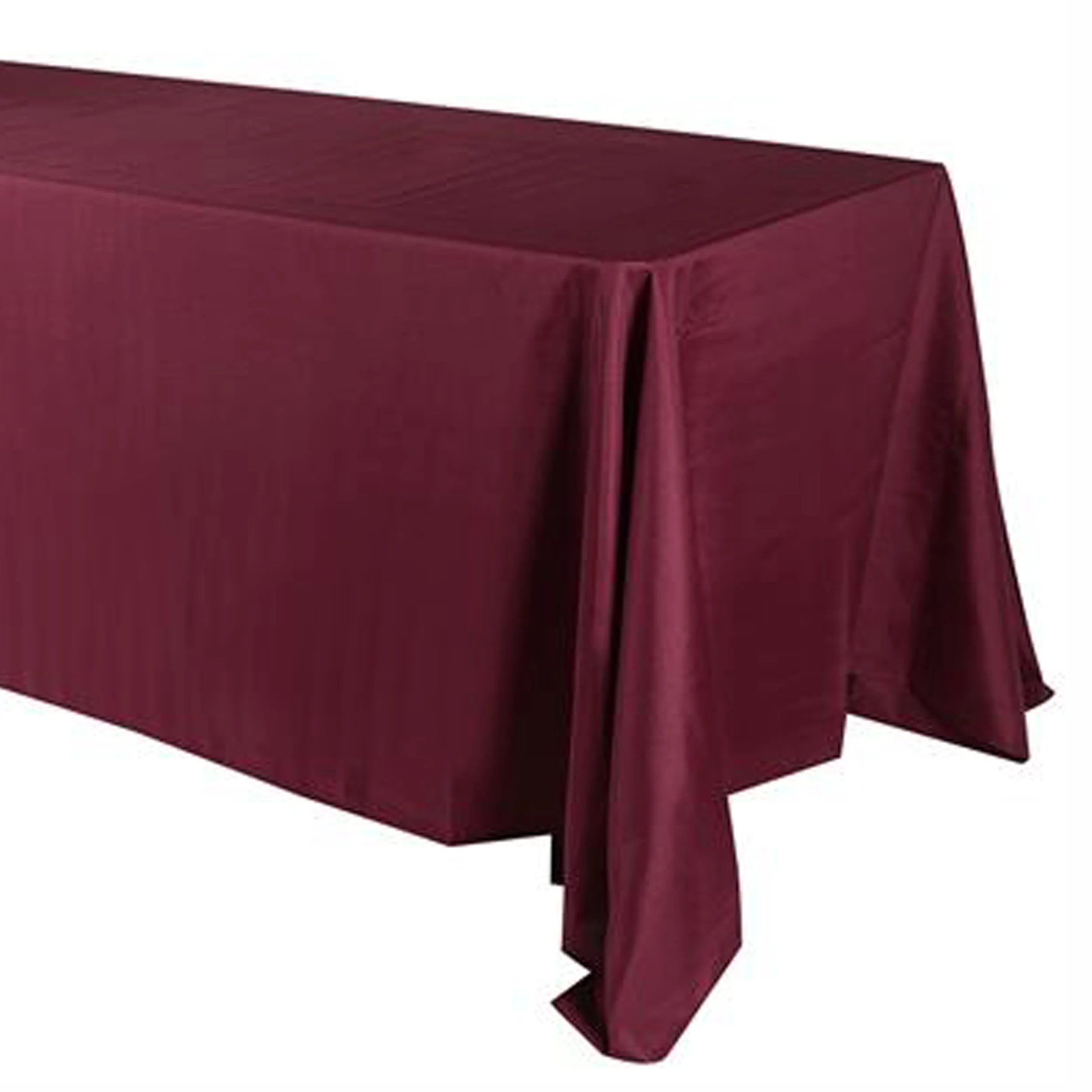 Velvet Table Drape Color: Cranberry Size: 150” X 86” (fits an 8’ table) Qty Available: 26