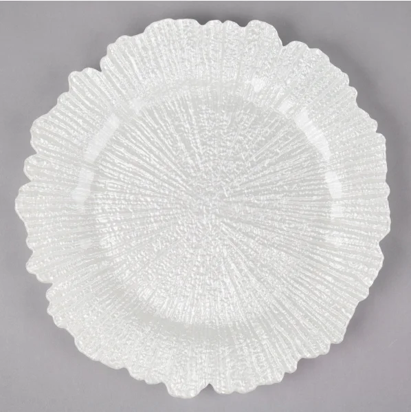 Charger, White Ripple Material: Glass