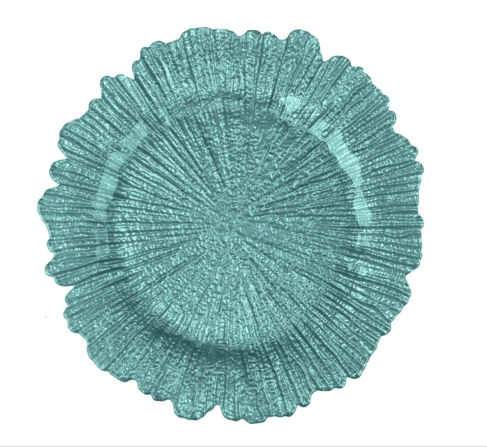 Charger, Teal Ripple Material: Glass
