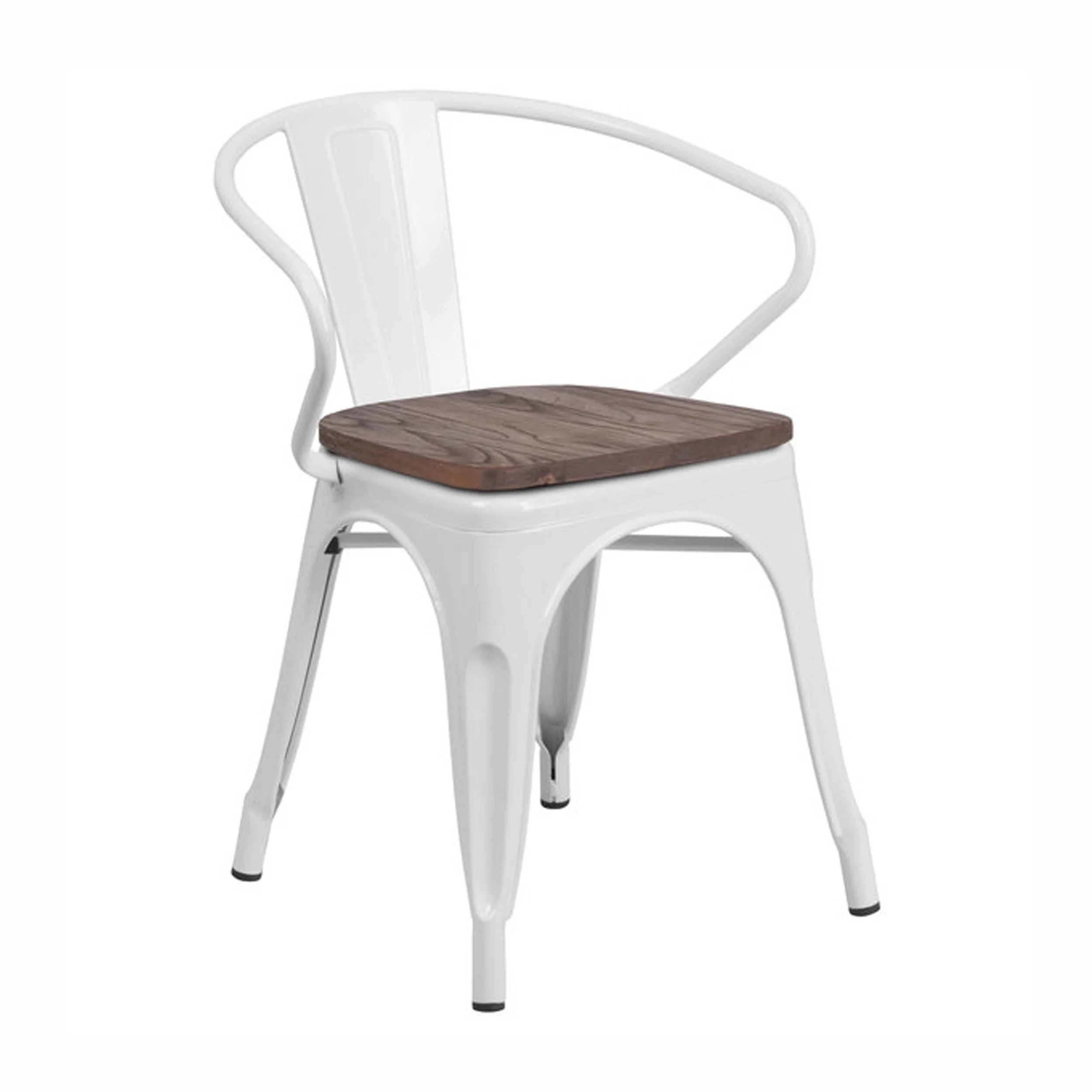 Metal Chair with Wood Seat, White Qty Available: 20+