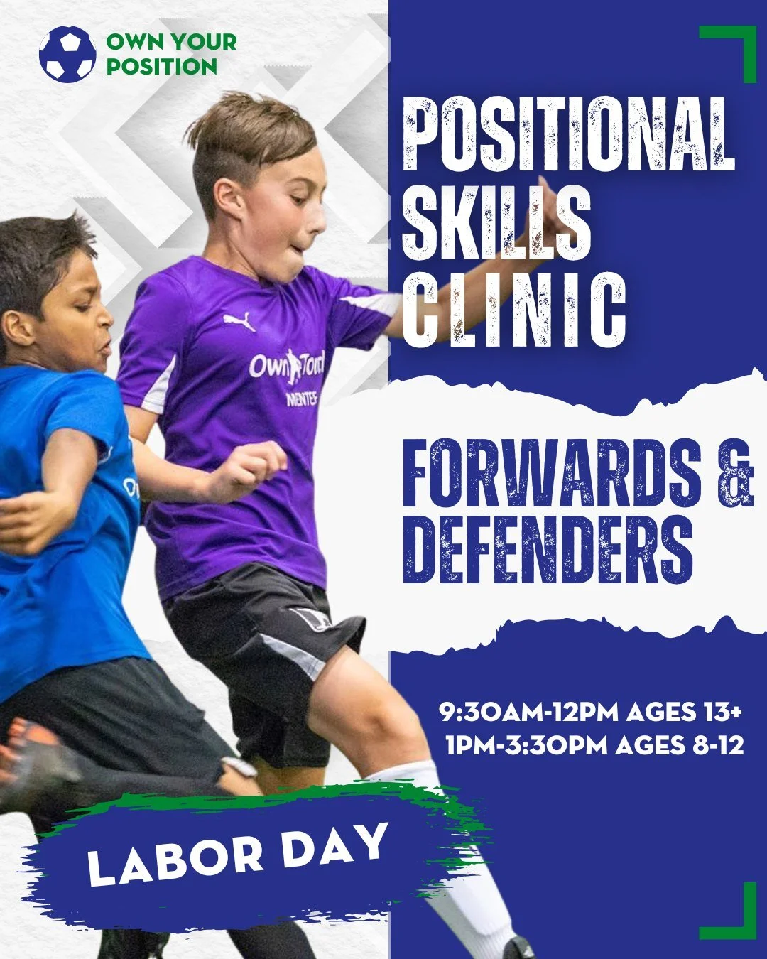 🚨 NEW CLINIC ALERT 🚨

We&rsquo;re kicking off our FIRST-EVER Labor Day Positional Clinic &ndash; and it&rsquo;s the start of our Monthly Positional Training Series! 

⚽ Forwards &ndash; Learn how to create space, beat defenders, and finish with con