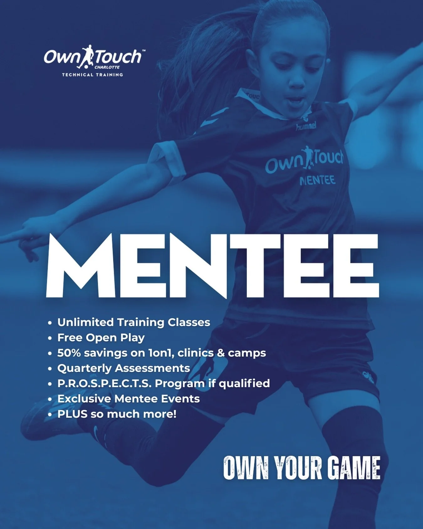 The new standard Mentee membership allows you your unlimited access to all of our classes six days a week, PLUS your technical assessments PROSPECTS program if you qualify, and 50% off all private lessons, camps and clinics so that you can customize 