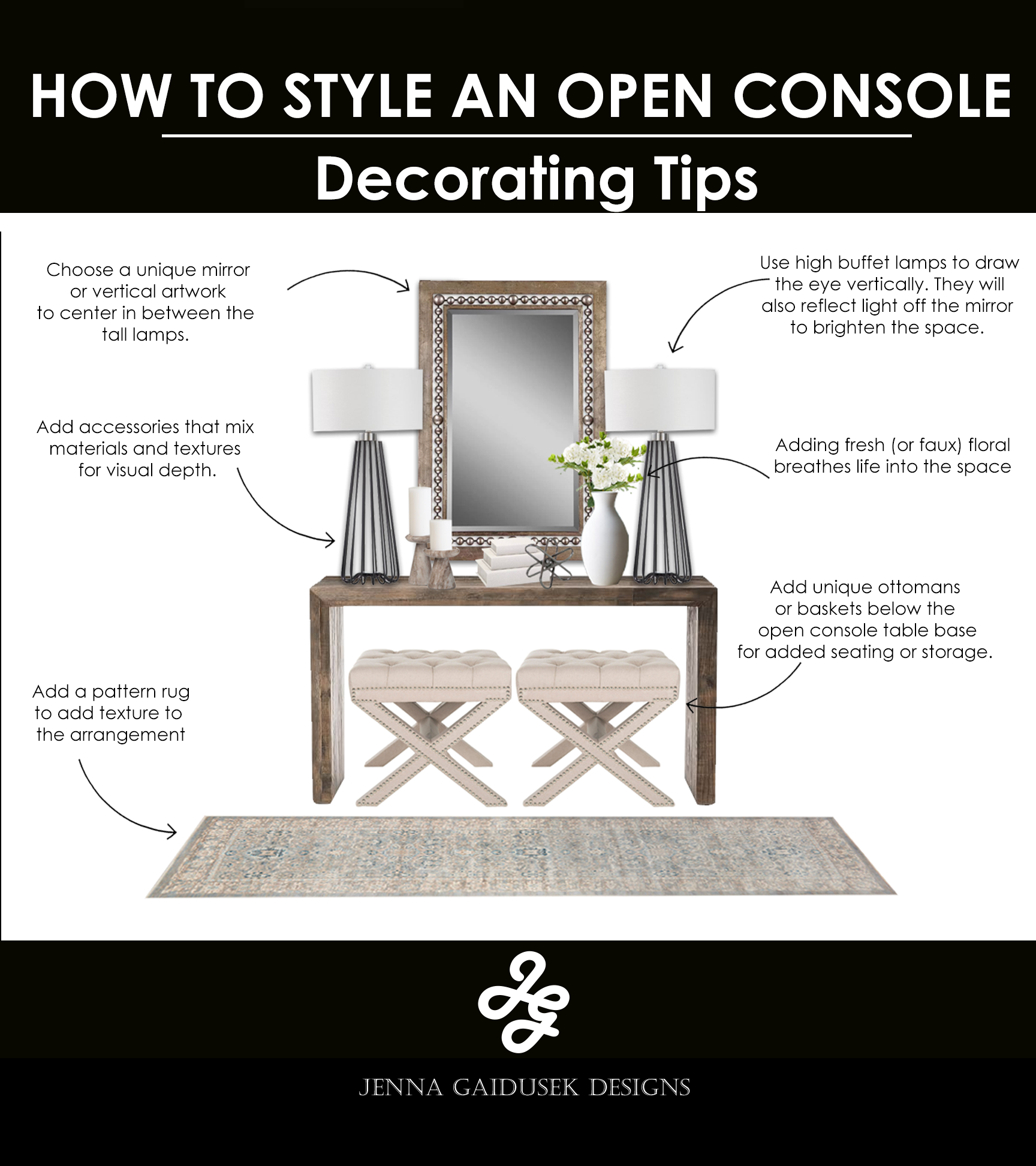 How To Decorate A Console Table Jenna Gaidusek Designs