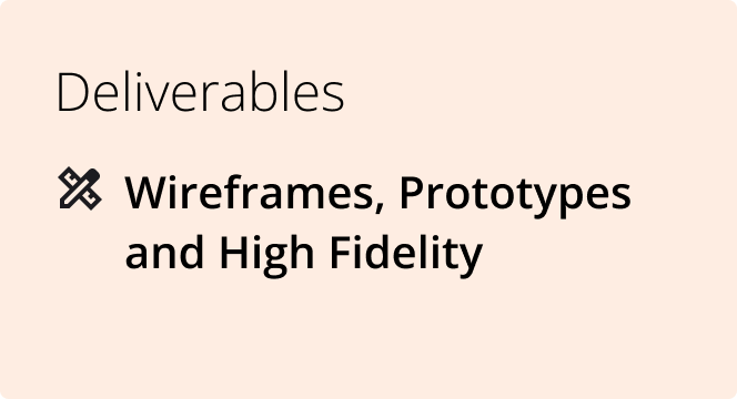 Deliverables: Wireframes, prototypes, high fidelity