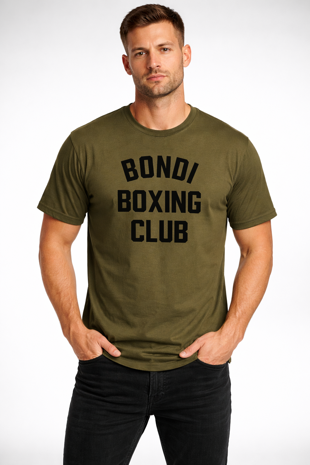 Army Green & Black Bondi Boxing T-shirt