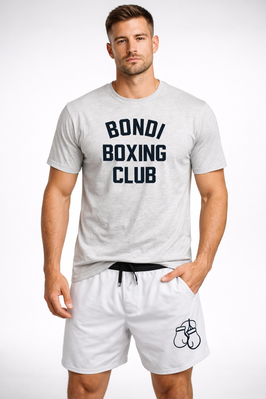 Marle Grey and Navy Bondi Boxing T-shirt