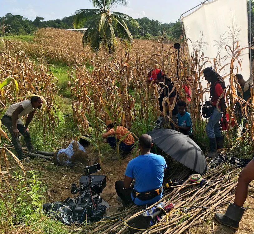 The Green Days by the River film team at work on set
