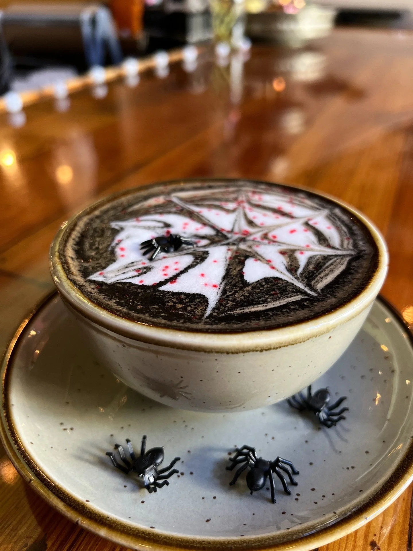 Black Widow 🕷️ Latte is back!
@busstopcoffeehsv 

Dark Chocolate &amp; Cherry 🍒 ✨ ☕️ 

📍206 Eustis Huntsville, AL
Bus Stop Coffee (located inside Green Bus Brewery 
just off the square in downtown Huntsville- across from Commerce Kitchen) 

Are yo