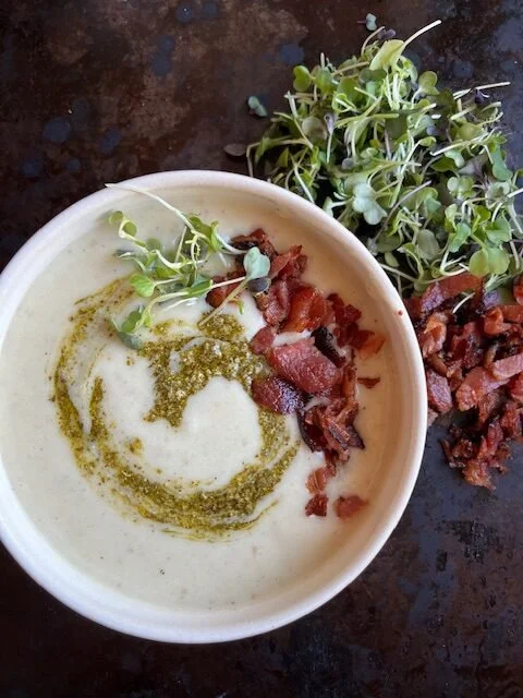 Creamy Roasted Potato &amp; Cauliflower Soup