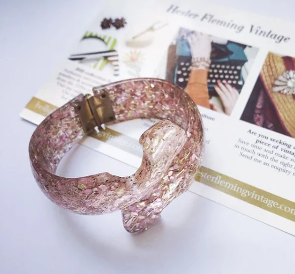 1960s Confetti Lucite Hinged Bangle $75.00