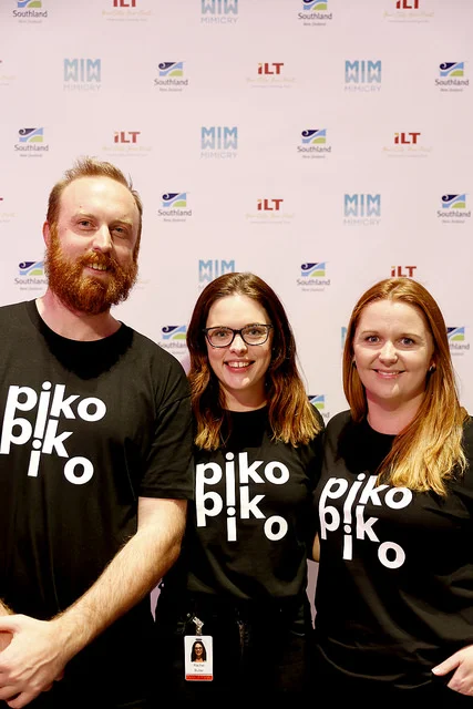 Rachel (centre) with the Mimicry Tech Team at Mahuki Glamactic Showcase in Wellington