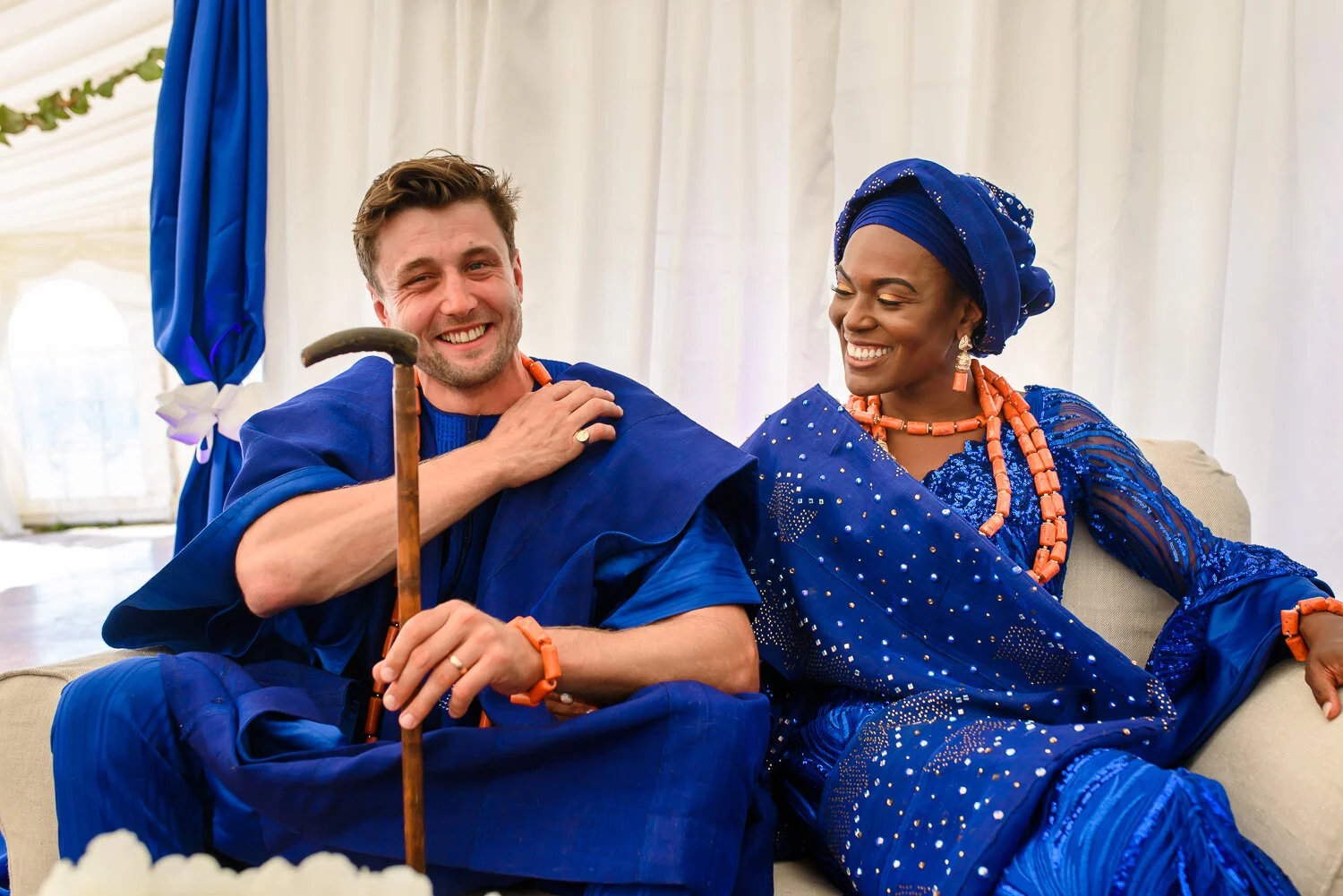 TRUE BLUE: ABIMBOLA AND JACK’S DOUBLE CEREMONY AND PARTY IN THE COUNTRYSIDE, WITH BEAUTIFUL ASOEBI THROUGHOUT 