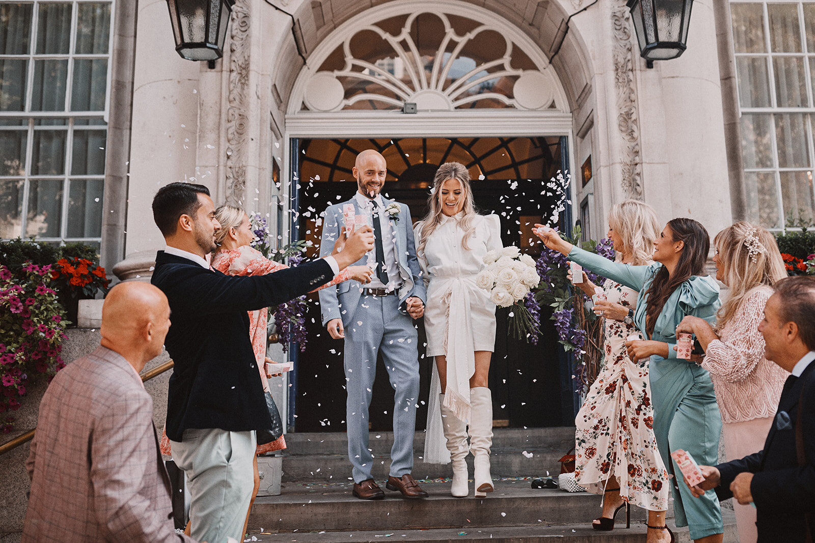 Mini dresses, Mazel Tovs and maxi boots, make Arielle and Michael’s Chelsea Town Hall ceremony micro wedding inspiration galore