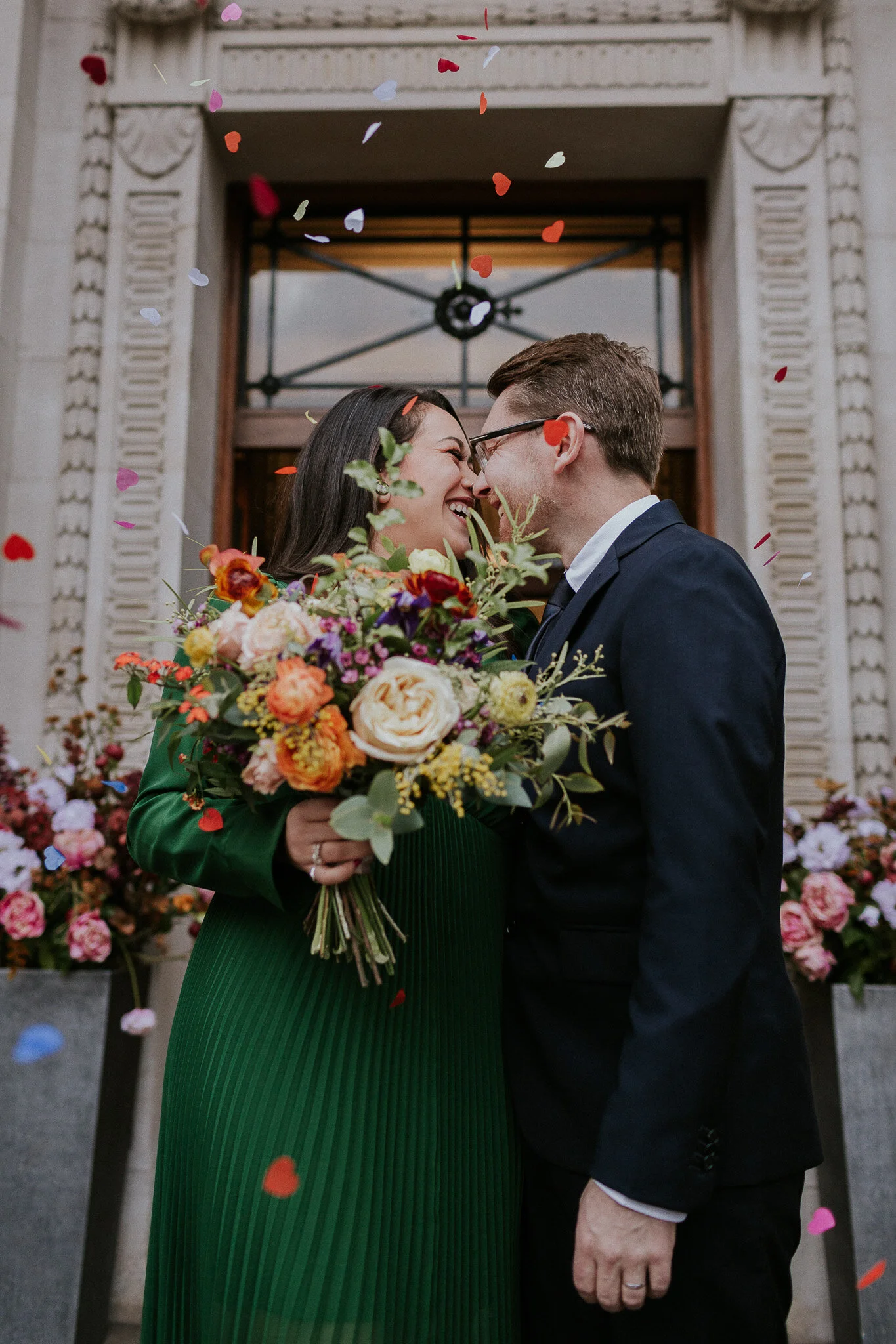 Green Eyes: Old Marylebone Town Hall Microwedding with Emerald Dress