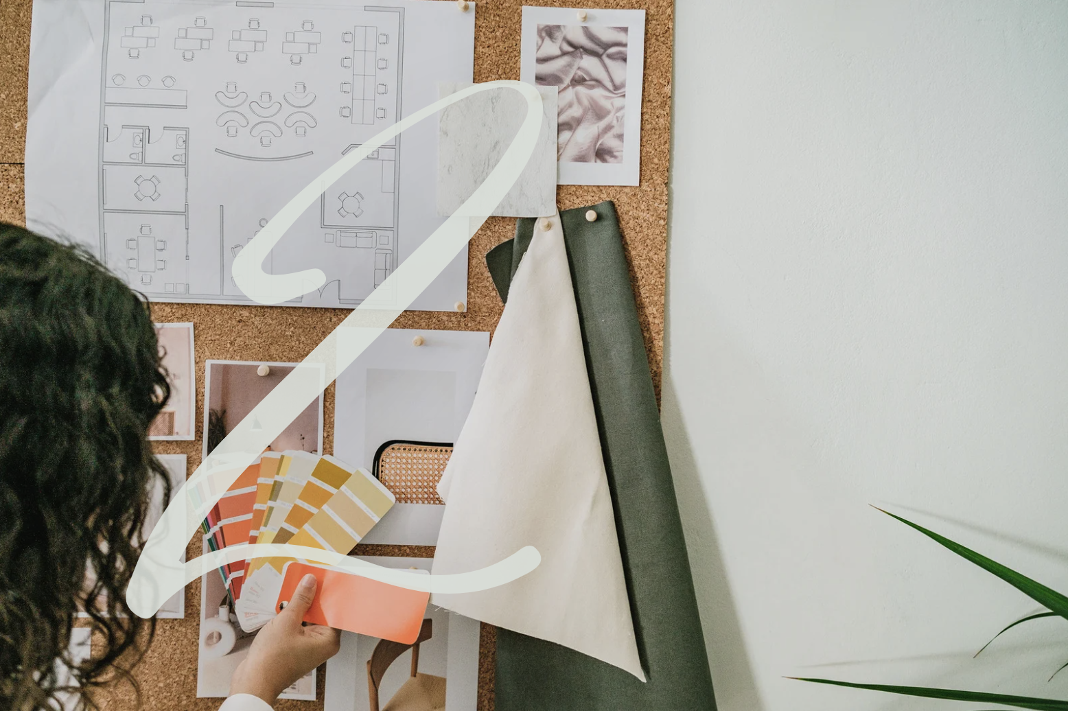 Wedding planner designing wedding moodboard.