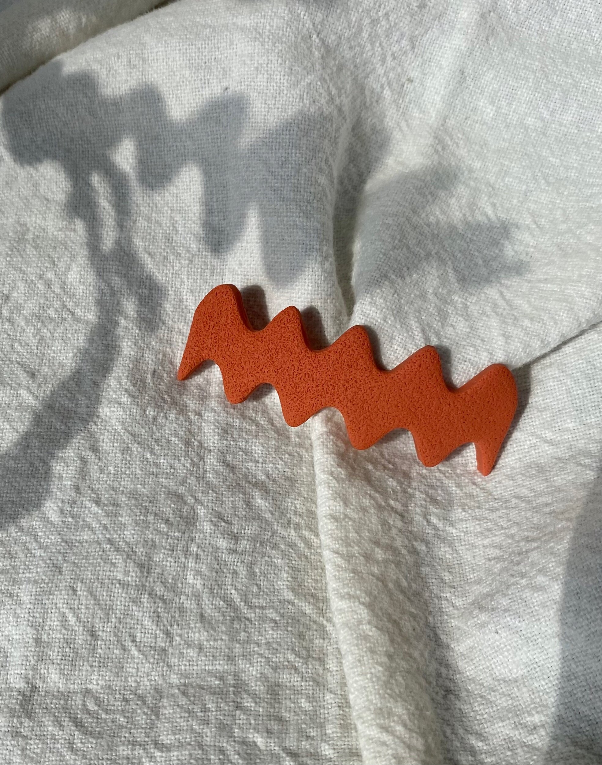 Wave Textured Barrette Hair Clips in Coral