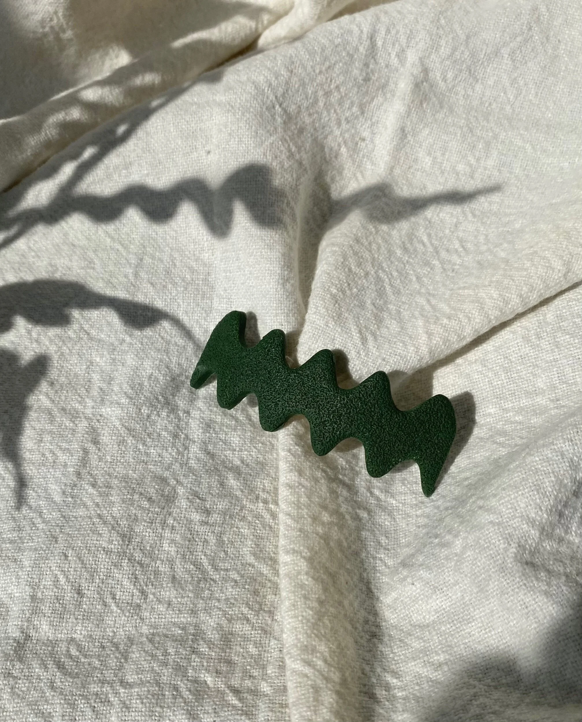 Wave Textured Barrette Hair Clips in Forest