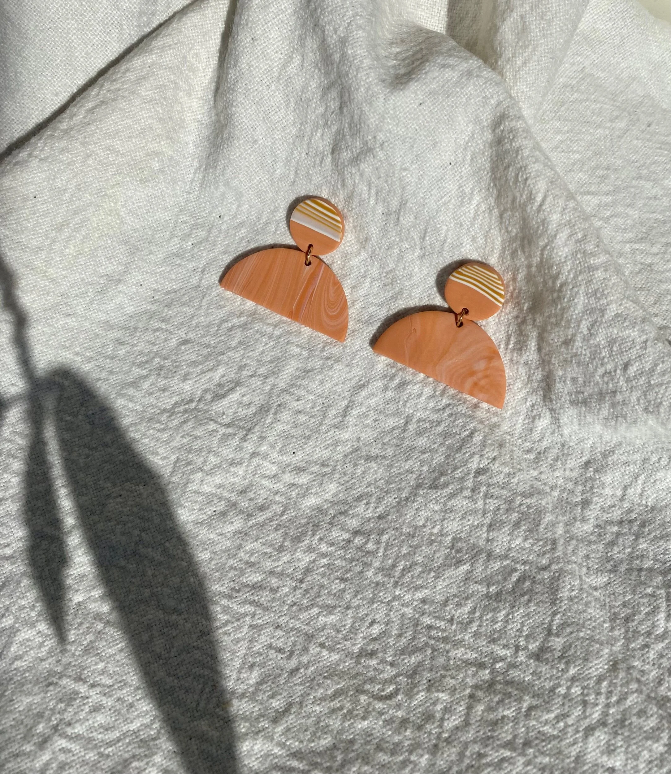 Dot and Crescent Peachy Statement Earrings